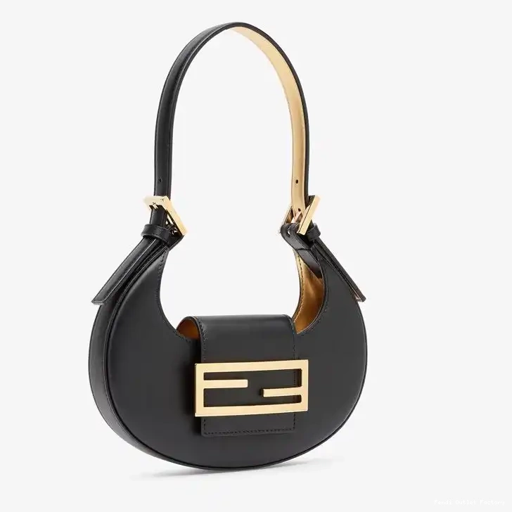 Cheap HOT Bag Hobo In Black Mini Fendi Cookie Calf Leather 0623